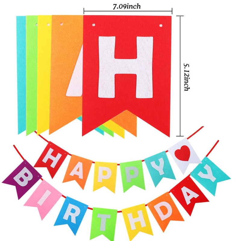ZJHAI Happy Birthday Banner Decorations, Rainbow Birthday Decorations Set, Paper Flags with 9 Honeycomb Balls and Circle Dots Garland for Door Backdrop Wall Hanging Birthday Party Supplies - Image 3